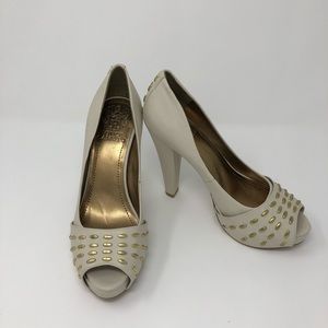 Vince Cameron Peep Toes Leather Pump Heels Nude